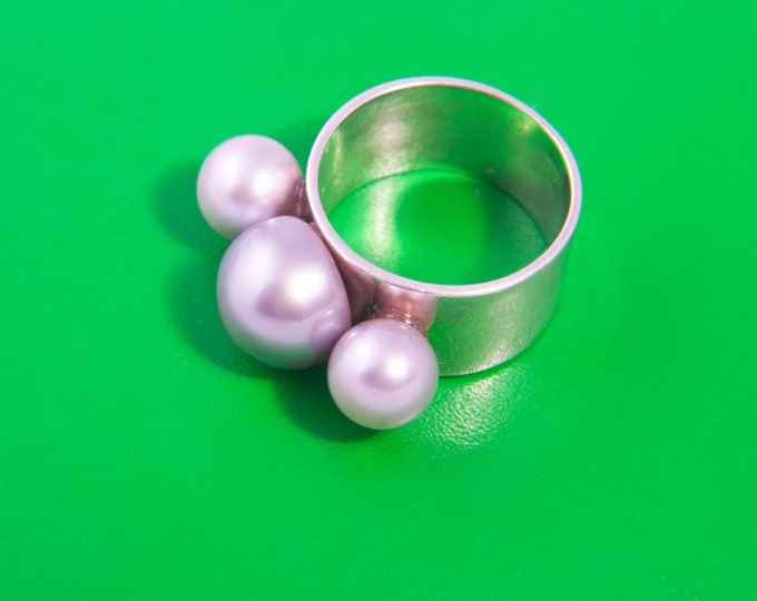 Pearl ring Silver ring with pearls Silver pearl ring Fashion ring Unique ring Womens ring