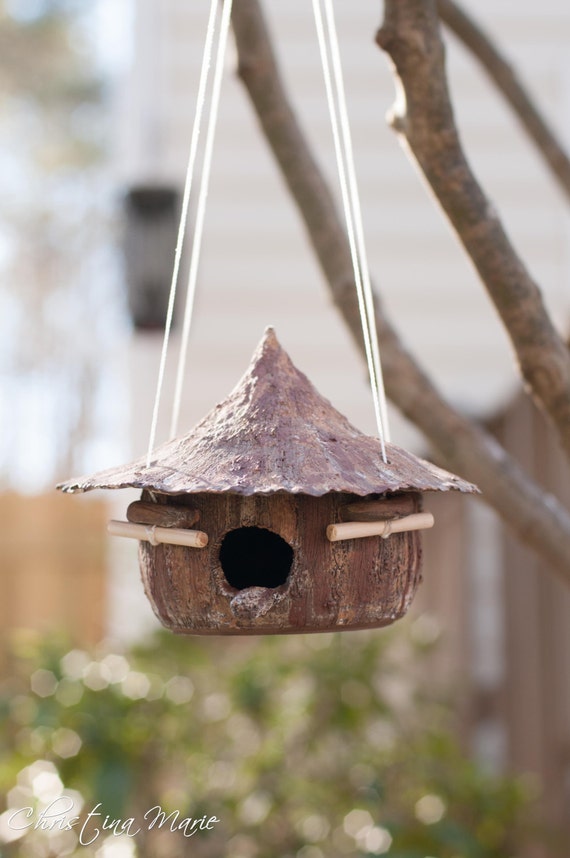 Coconut Hut Bird House by GivingHandsPottery on Etsy