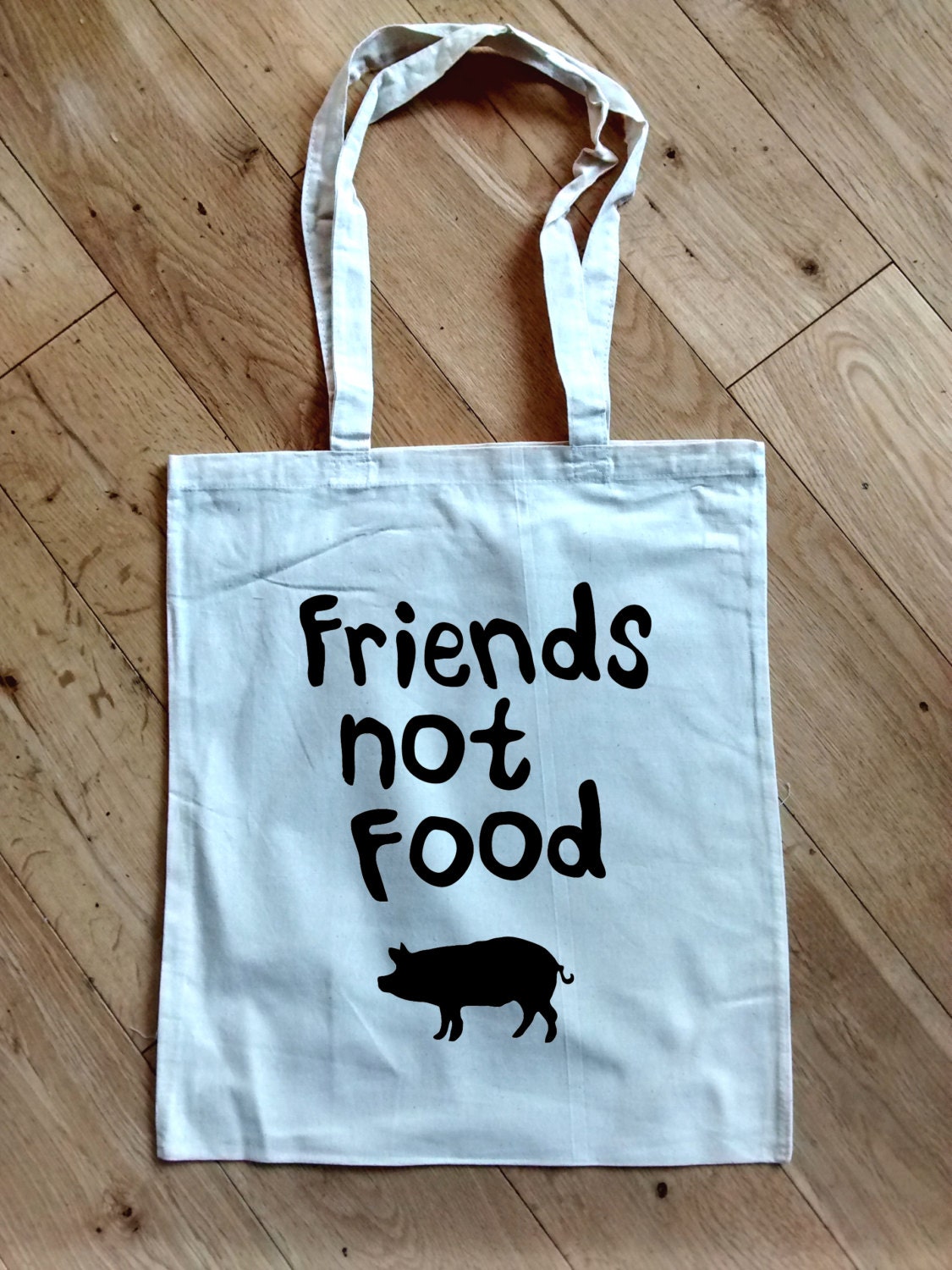 Vegan Vegetarian cotton canvas bag Friends Not Food Tote bag