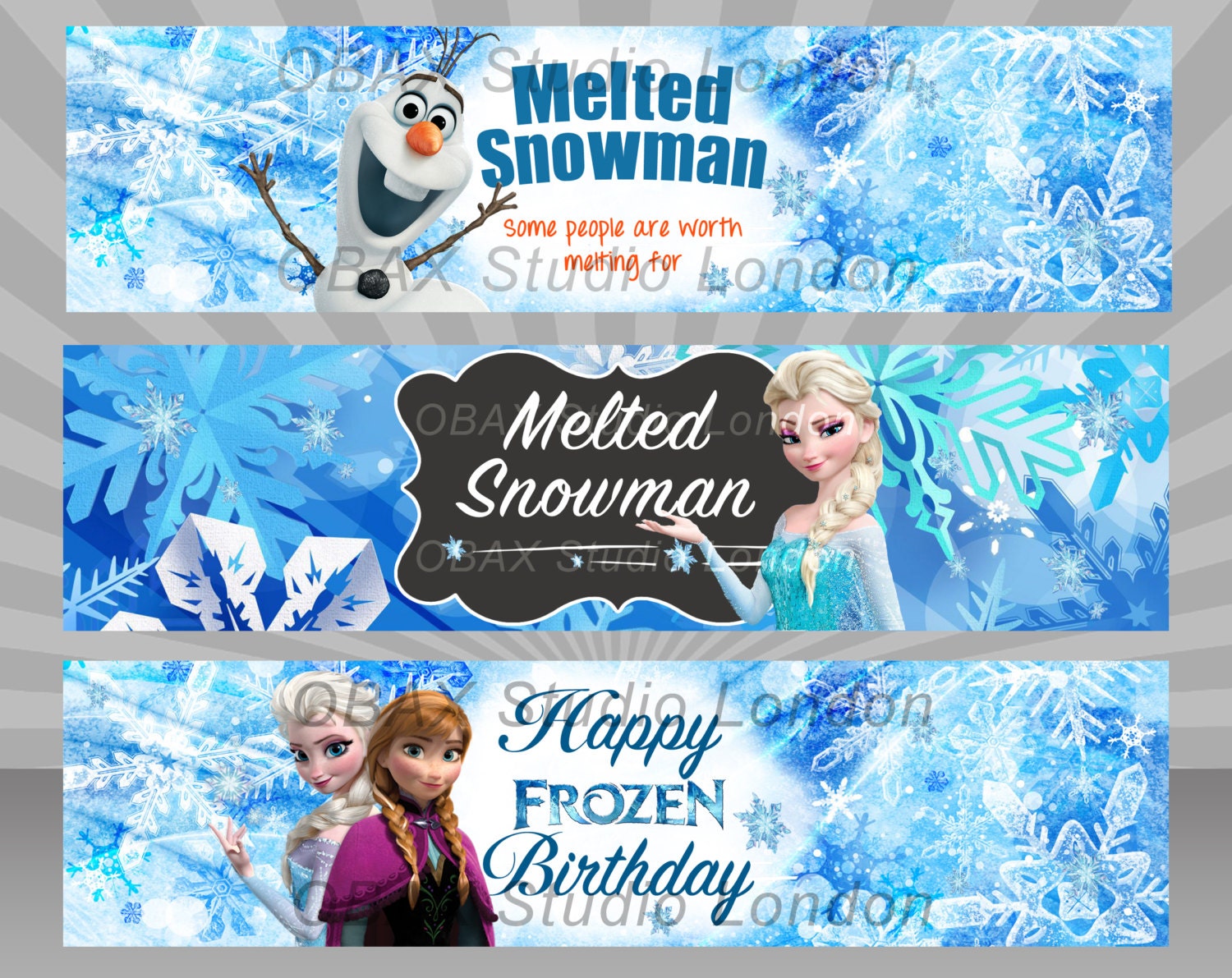 3 Frozen Bottle Labels Disney Frozen Bottle Labels by ObaxStudio