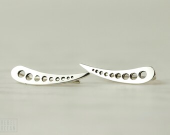 Sterling Silver Ear Cuff Moon Phase Ear Sweep Pin Earrings Boho Jewelry Gold - FES014 T1