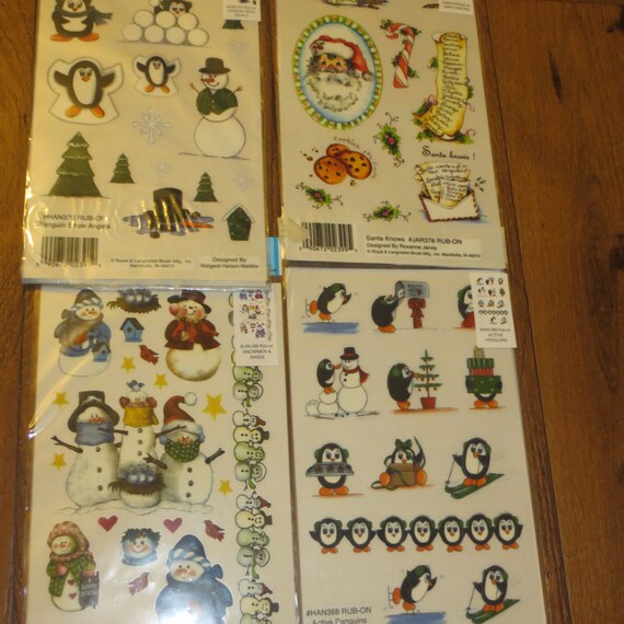 6 Sheets of Holiday Winter Christmas RubOns Snowmen