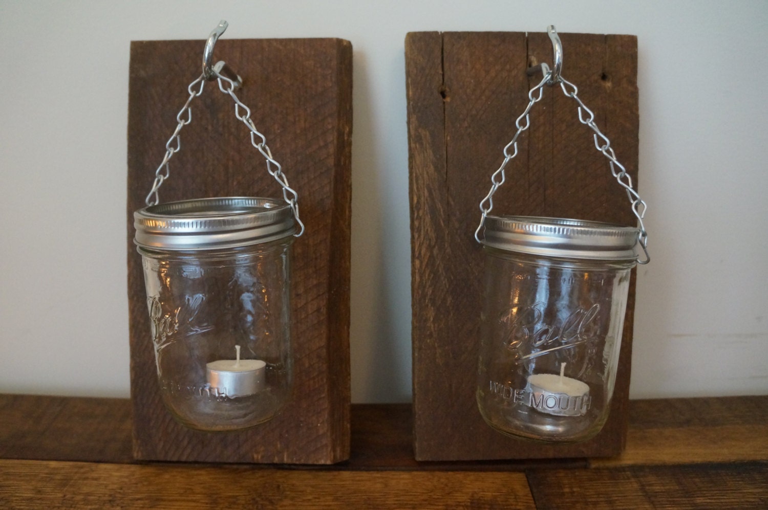 Hanging Mason Jar Candle Holder by HMQS on Etsy