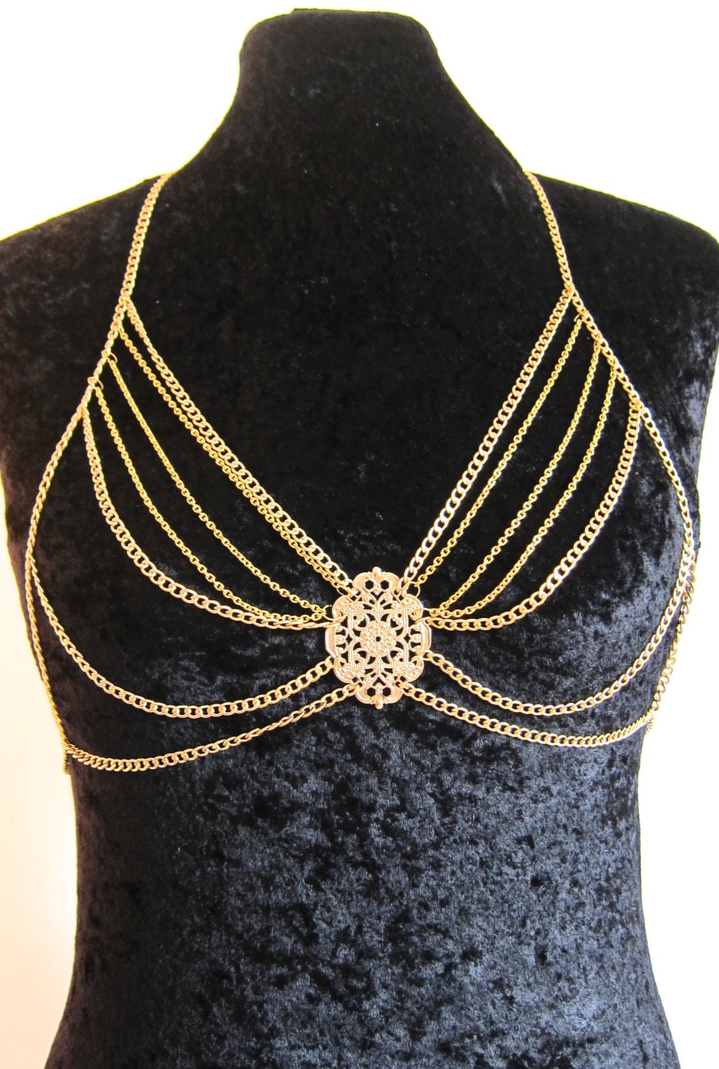 Gold Colored Chain Bra Costume body chain by ElisabethInChains