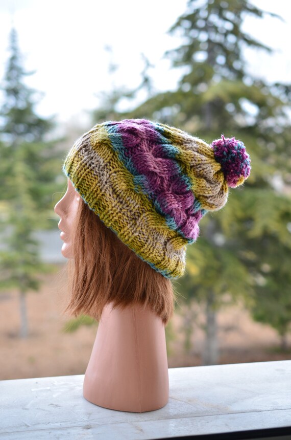 Items similar to FREE SHIPPING !!Cable Knit Hat // Pom-Pom ...