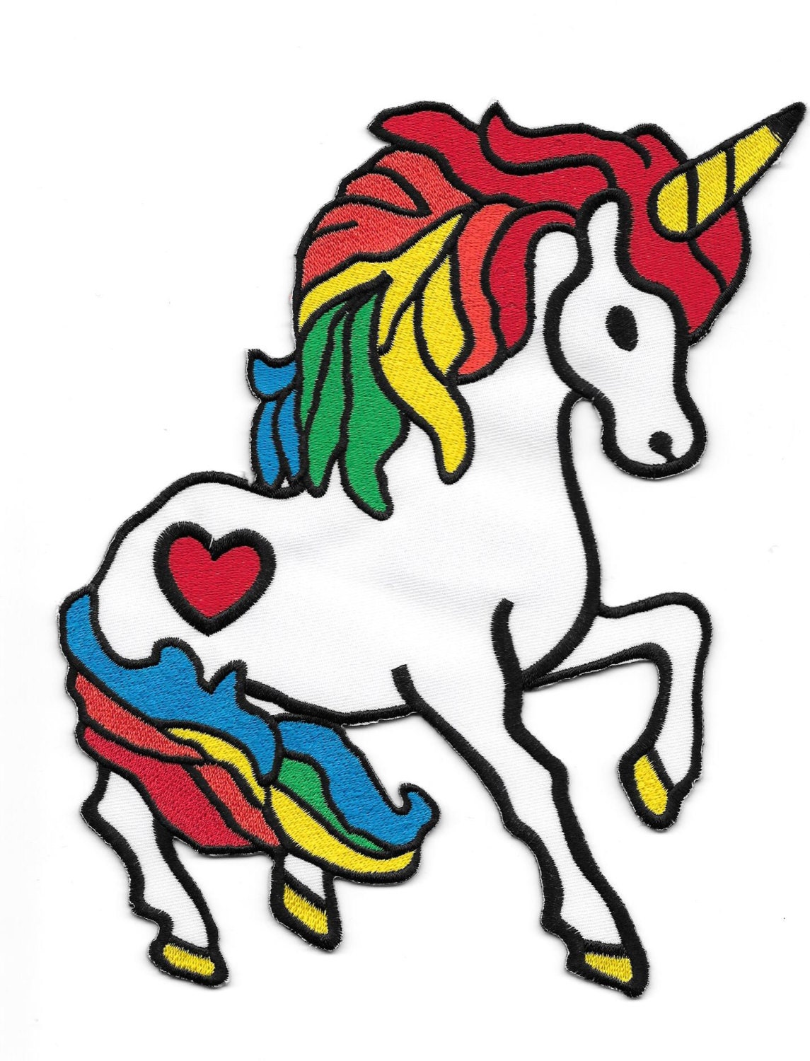 Unicorn Rainbow with Heart Tattoo Embroidered Large