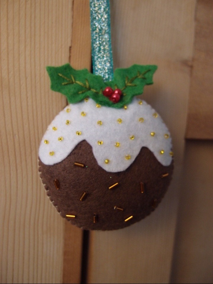 Handmade beaded felt cute Christmas pudding decoration