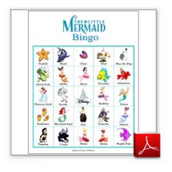 20 Printable Little Mermaid Bingo Cards