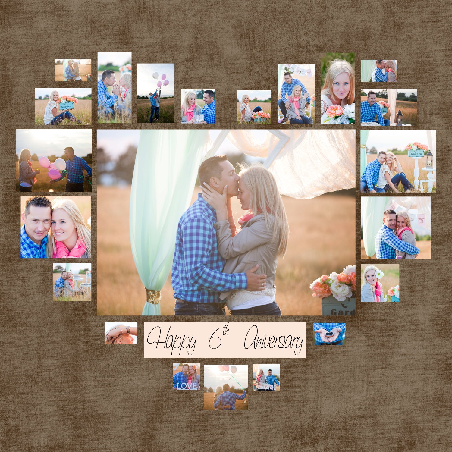 4 Diferent Heart Photo Collage Template PSD. Valentine's