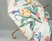 Floral Chintz Oil Cloth Rain Umbrella Parasol