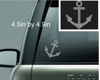 Rhinestone Anchor. Bling, Navy, Sailor, car decal.