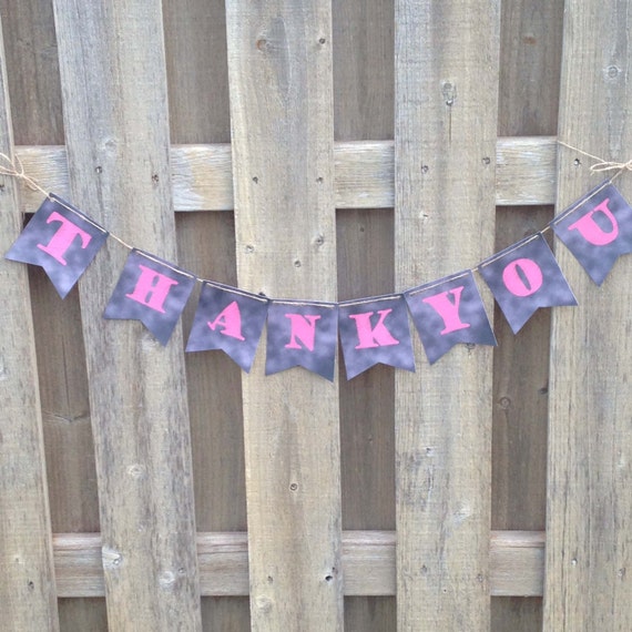 Printable Thank You Banner Chalky Background Neon Pink Text