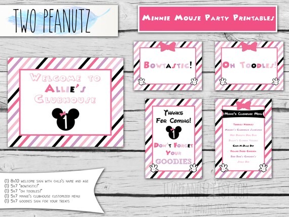Minnie Mouse Party Printables Mickey's Clubhouse by TwoPeanutz