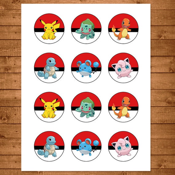 Pokemon Cupcake Toppers Red & White Pokemon by NineLivesNotEnough