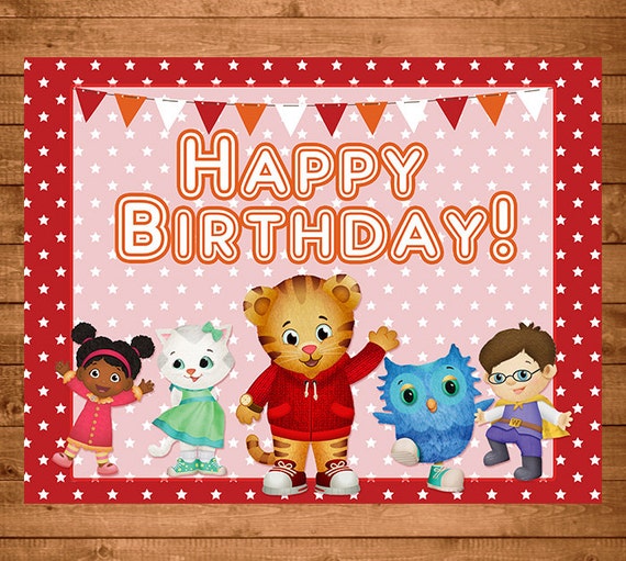 Daniel Tiger Happy Birthday Sign Red Stars Daniel Tiger