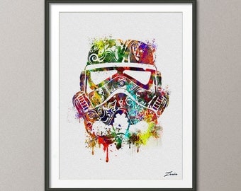 star wars poster Watercolor star wars painting illustration star wars Art Print Wall Gift Poster Giclee Wall Decor Art Wall Hanging A111