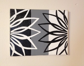 Black, White, and Grey Flowers (8x10)