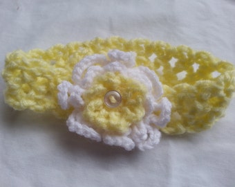 Baby Girl's Yellow Headband with White and Yellow Flower