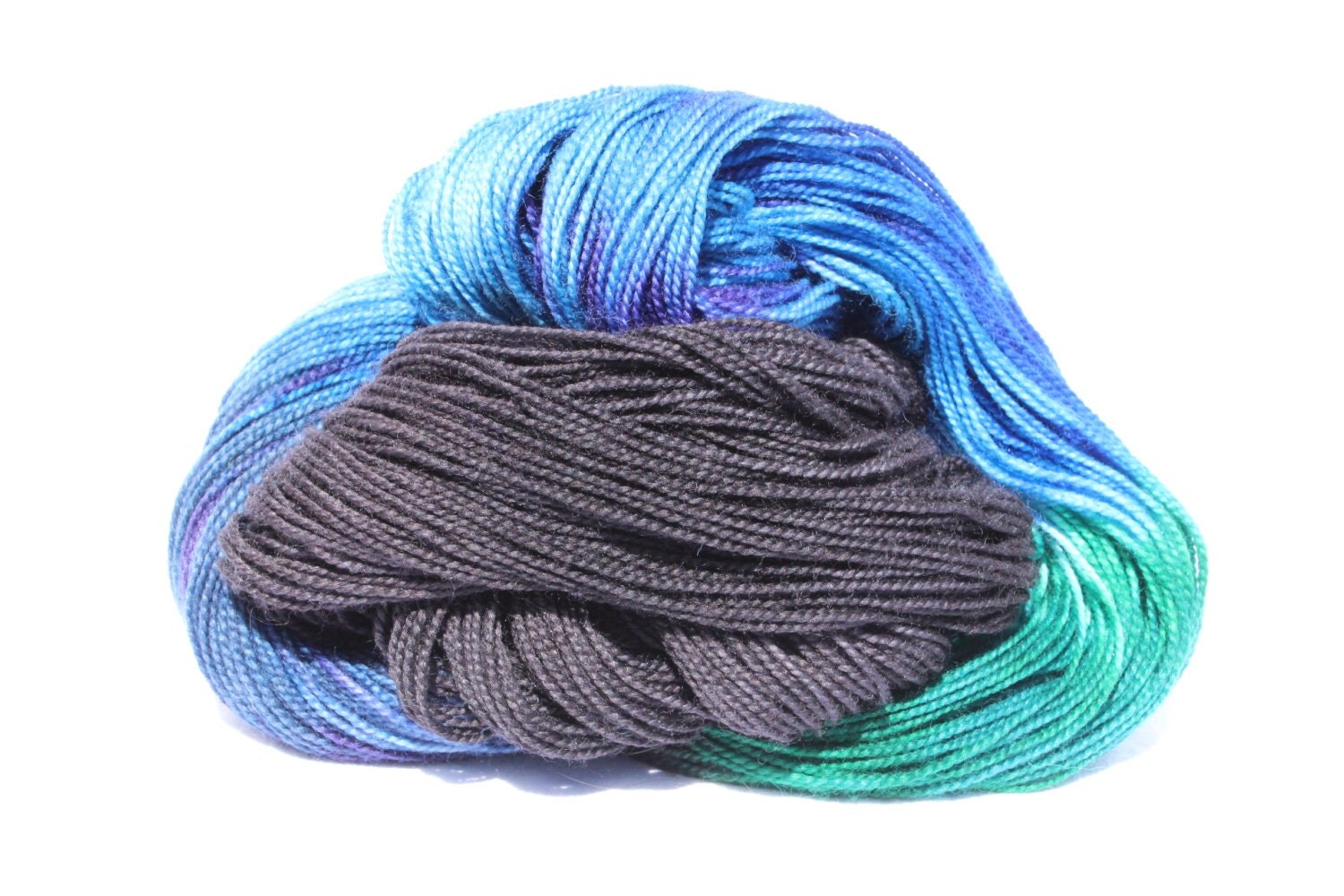 hand dyed yarn black green blue variegated yarn hand dyed yarn black green blue variegated yarn