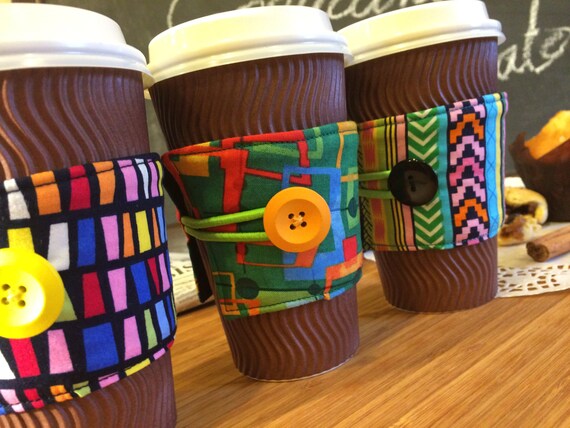 Items similar to Patterned Reusable Coffee/Tea Cozy, Coffee Sleeves on Etsy