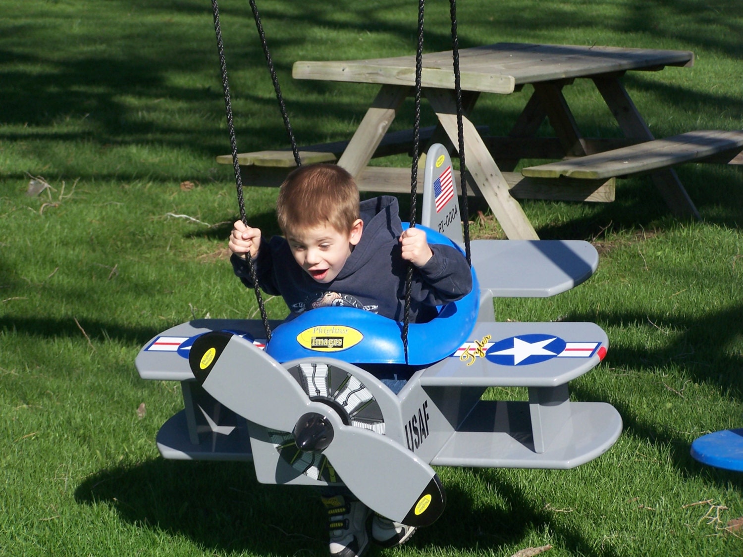 wood usaf / navy biplane swing and or airplane