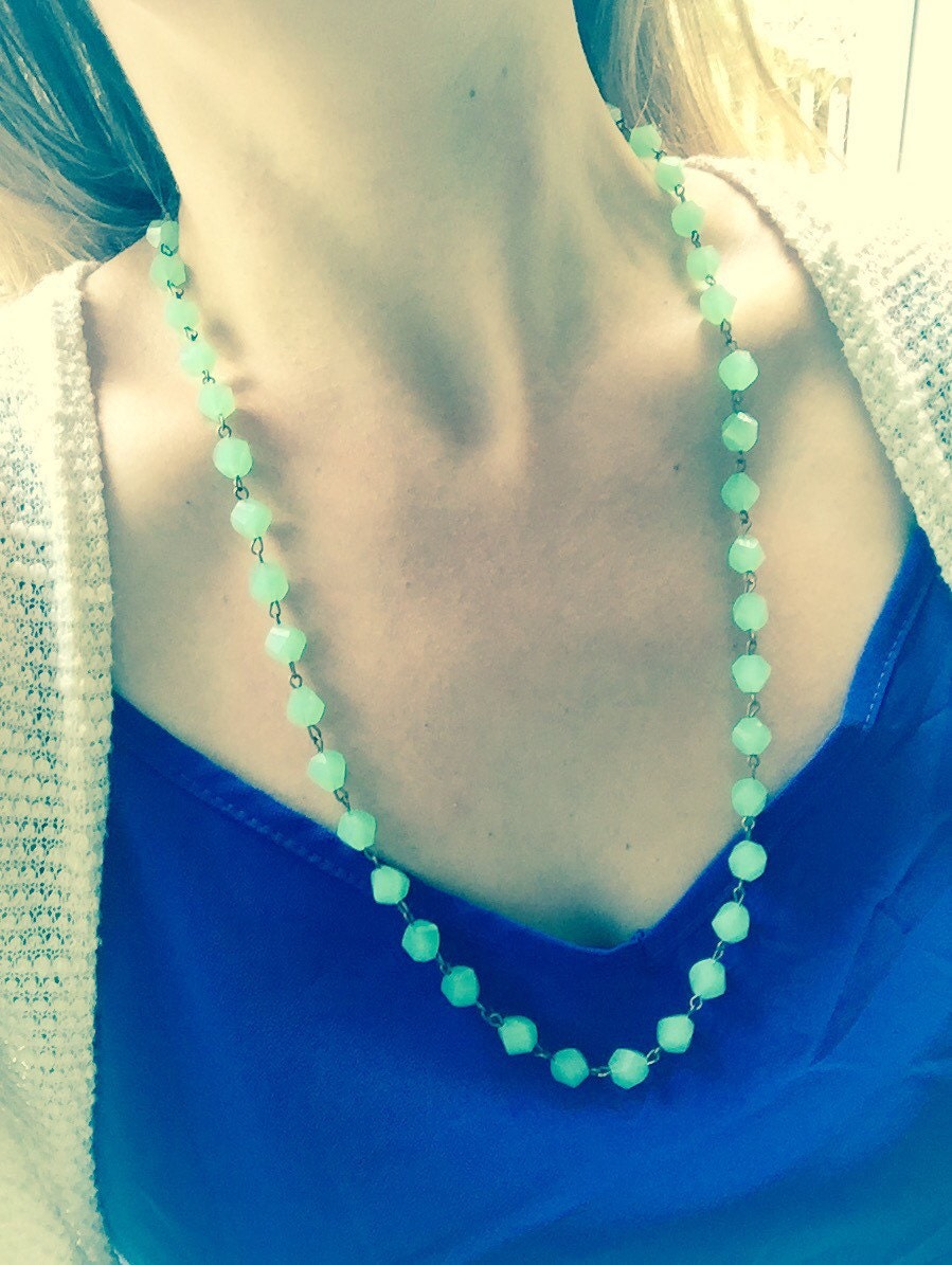 Sea Green Necklace Mint Jewelry Glass Beaded by SouthernCharms85