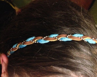 Braided Headband - Mixed Media - Leather, Cord, Chain