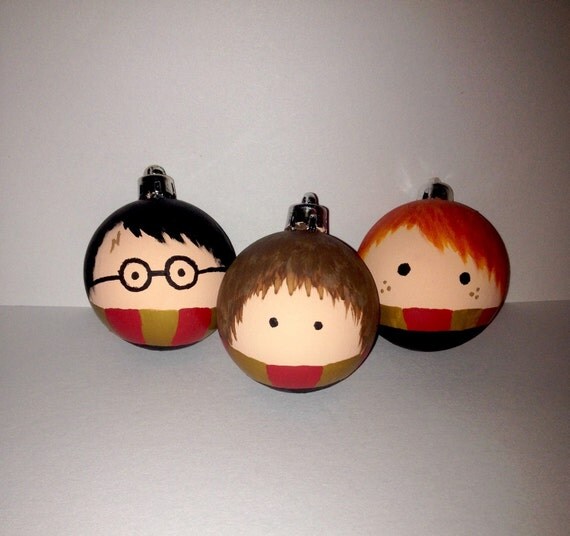 Harry Hermione and Ron ornaments by RipleysCreations on Etsy