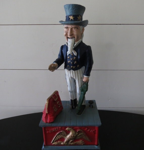 Vintage Uncle Sam Piggy Bank Mechanical Piggy Bank c.
