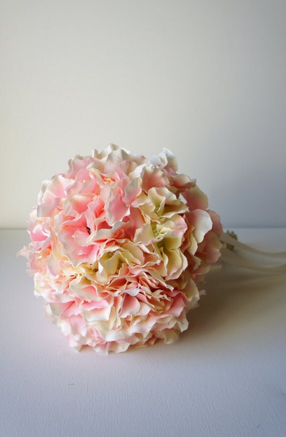 Blush Pink Hydrangea Bouquet Silk Wedding by FashionTouchWeddings
