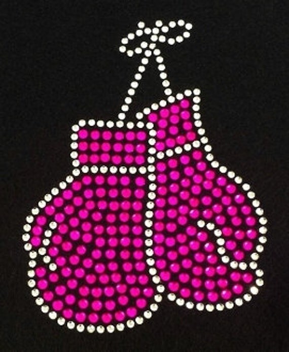 Items similar to PINK boxing gloves breast Cancer Awareness Rhinestone