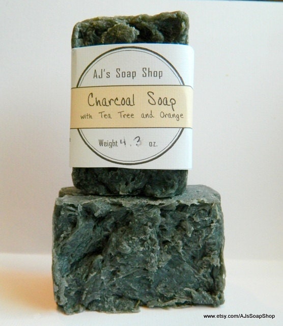 Charcoal Soap with Tea Tree and Orange Oils by on Etsy