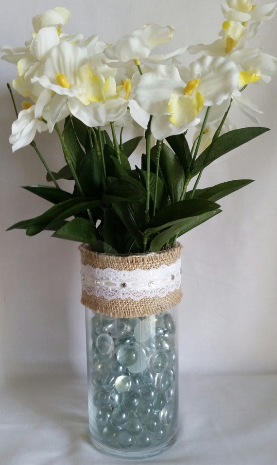 Wedding Rustic Glass Flower Vase/Cottage Chic Flower