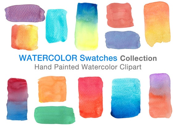 Watercolor Swatches Clipart Set Scrapbooks Printable Frames