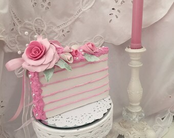 Sweet raspberry pink faux cake slice