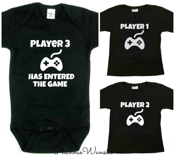 Sibling Shirts Player 1 Player 2 and Player 3 by PhunnieWunsies