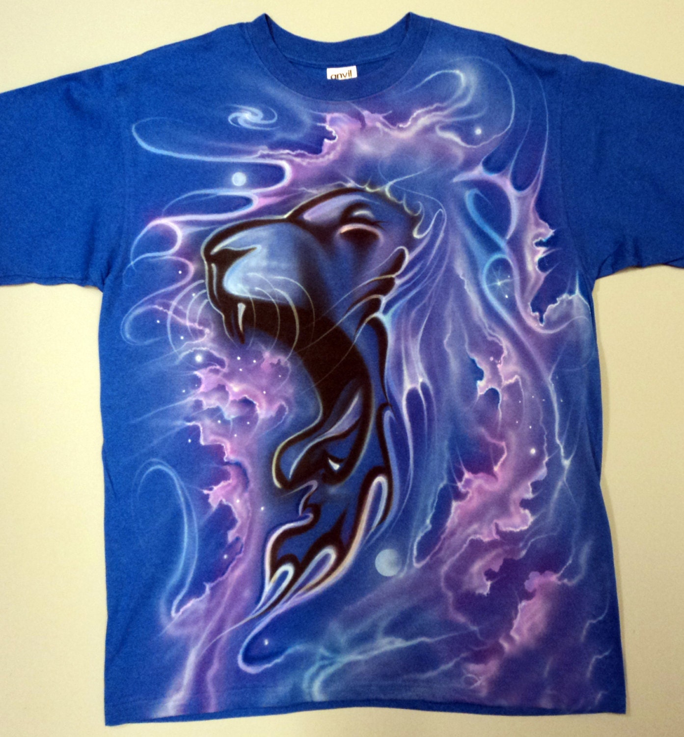  Airbrushed  Roaring Lion  Nebula T Shirt Hand Painted airbrush 