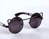 Black Round Metal Steampunk Sunglasses...FREE SHIPPING Worldwide