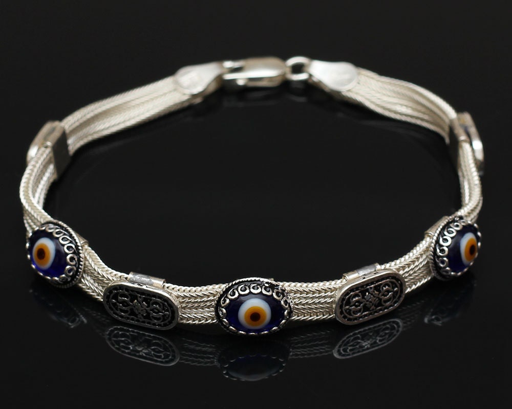 Sterling Silver Evil Eye Bracelet Silver Bracelet 925