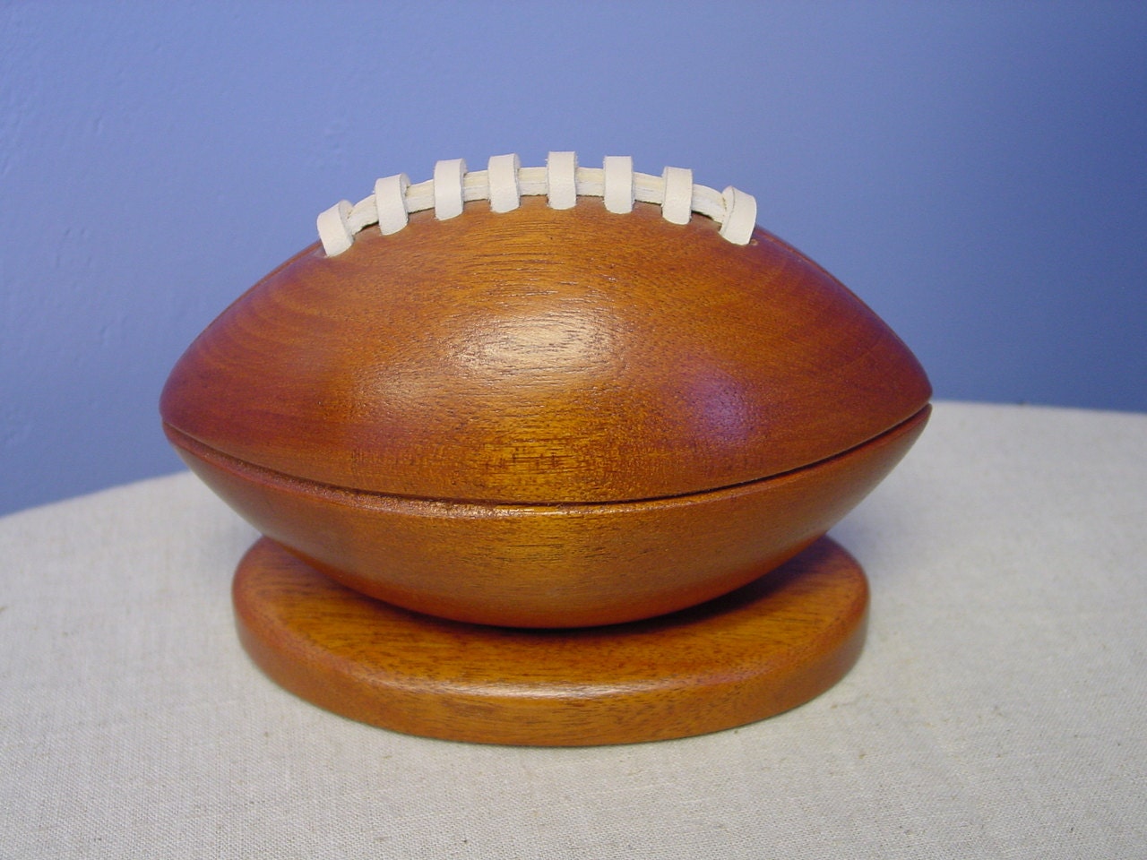 Solid mahogany wooden football 1/3 size