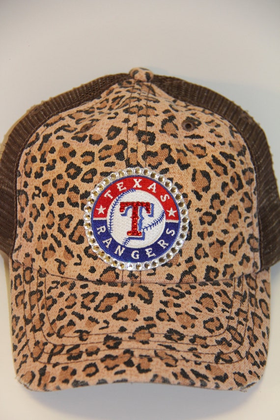Leopard print TEXAS RANGERS trucker Bling baseball hat
