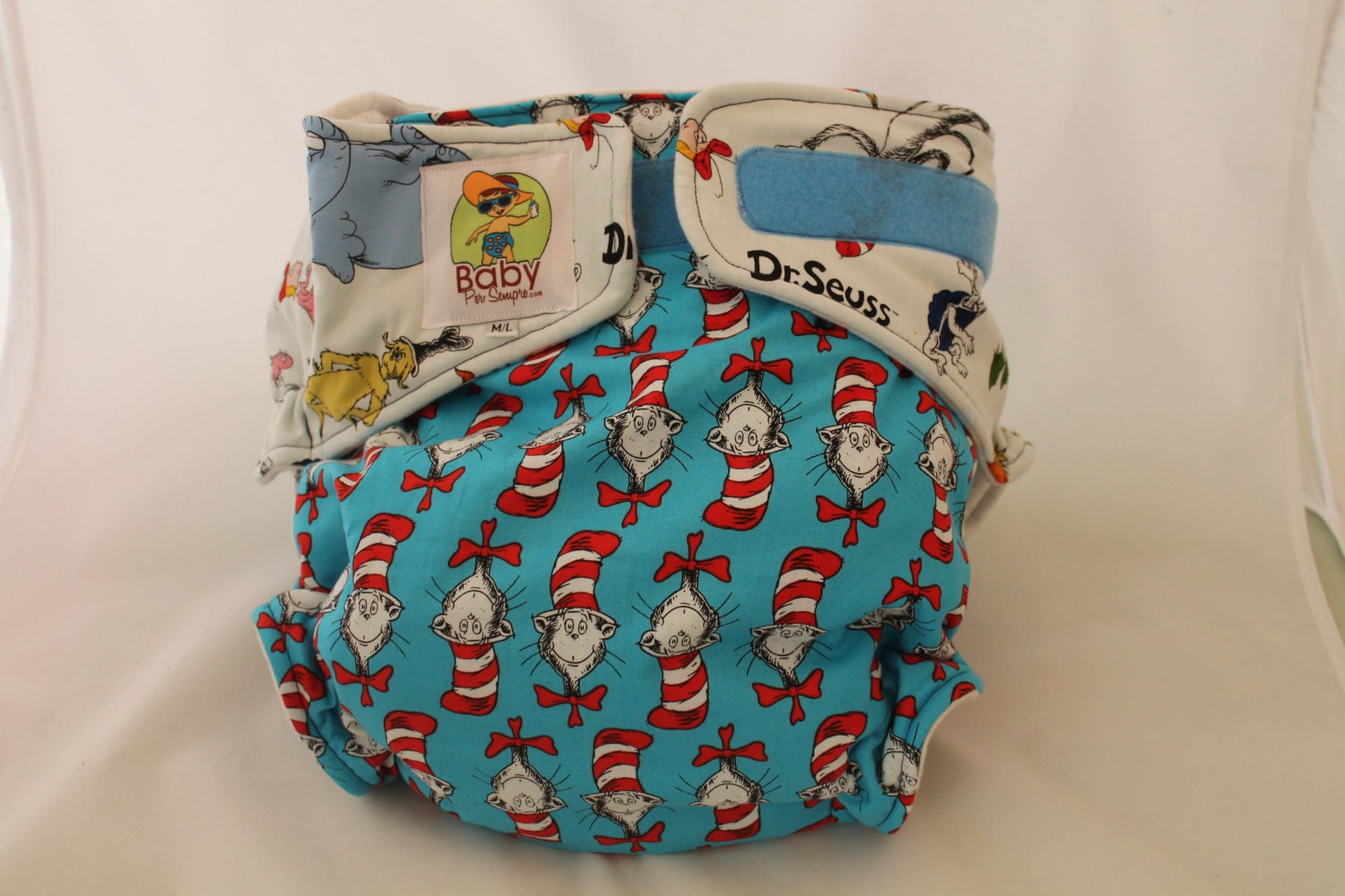 Adult AIO Velcro Cloth Diaper Medium Dr. Seuss Cat in