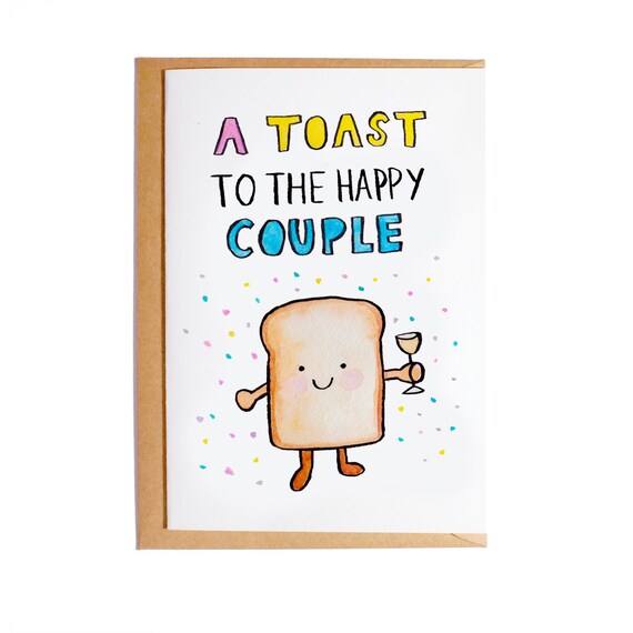 A Toast To The Happy Couple A6 Blank Card Watercolour