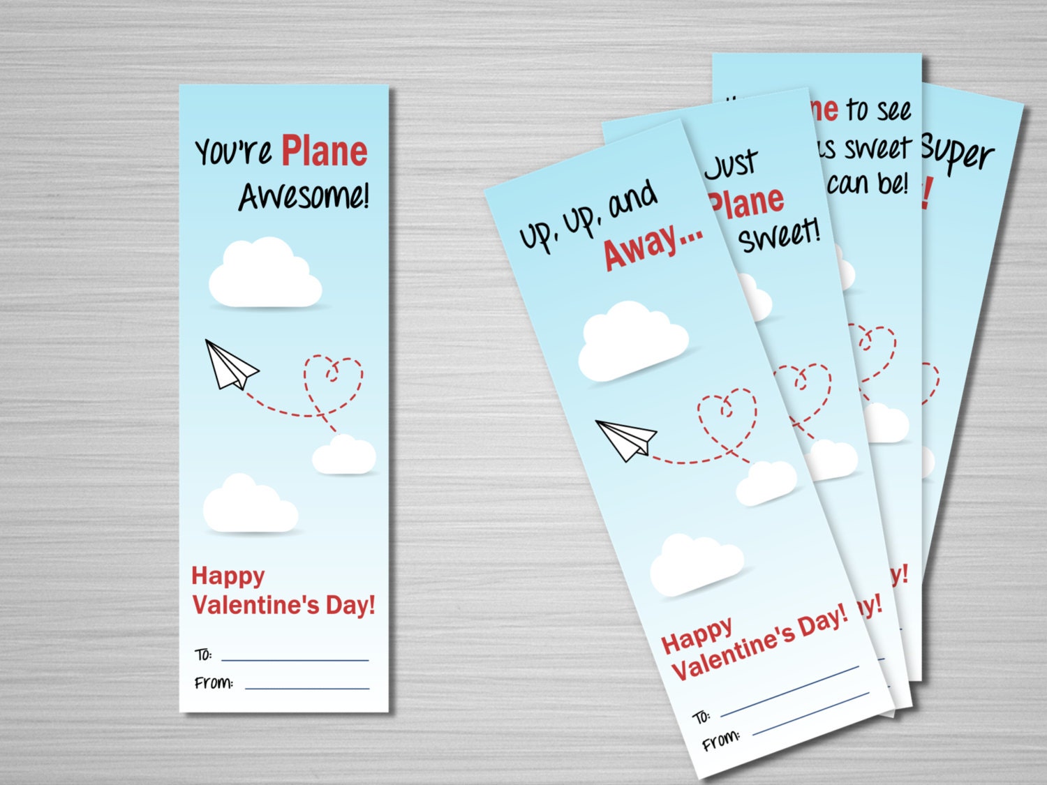 Paper Airplane Valentines Printable Download Set Of 5