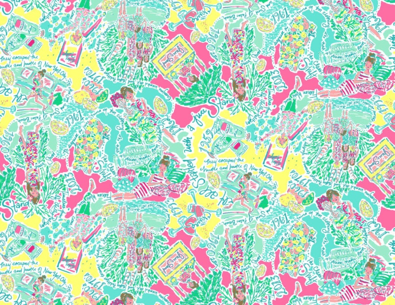 Lilly Pulitzer Fabric IN THE BEGINNING Patches by LillyFabricCo
