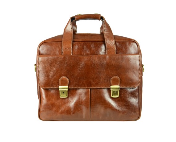 mens brown leather briefcase bag