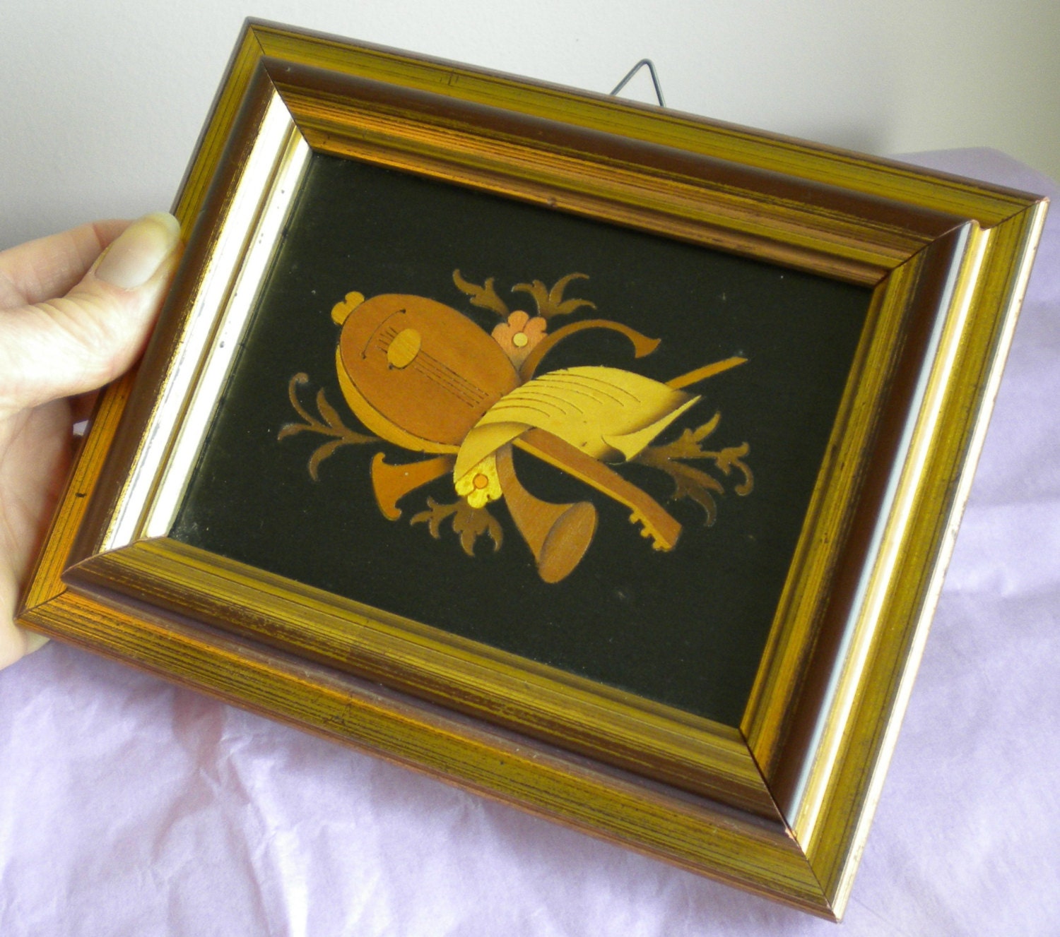 Italian decor wood inlay wood art vintage picture by ASCuriosities