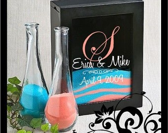 Wedding unity vase sand ceremony; Anniversary Personalized Customized Wedding Monogram DIY; vinyl decals - No Container/Box Included