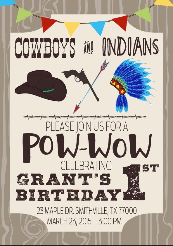 Cowboy And Indian Party Invitations 8