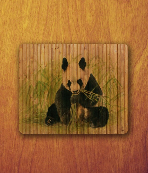 Happy Panda Drawing Mouse Pad Bamboo Cute Animal by XongDesign